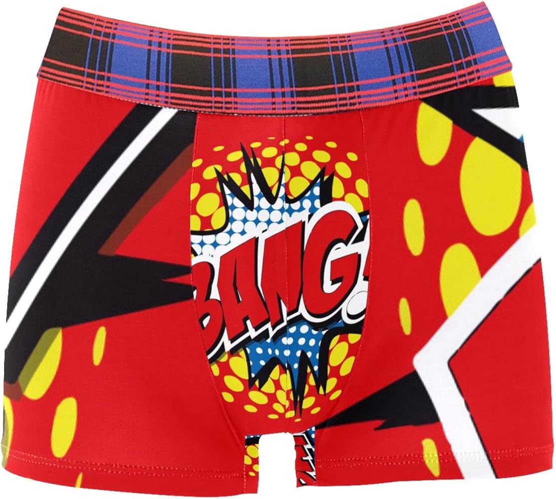 Boxer Briefs BANG! Comic Word Men Underwear Short Leg Polyester Spandex