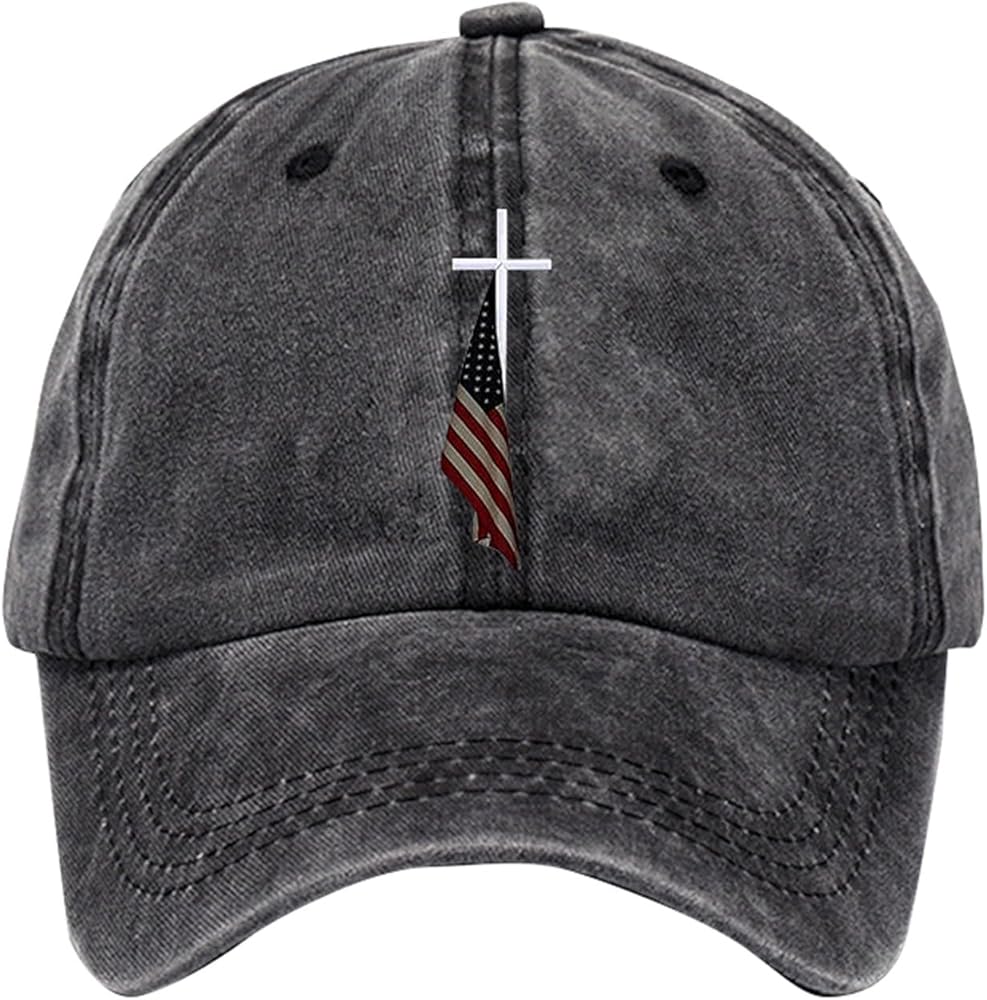 Christian Hats, 3 Nails Cross Hat, American Flag Hat, 4th of July Hat 2024 Adjustable Fashion Hats for Men Women