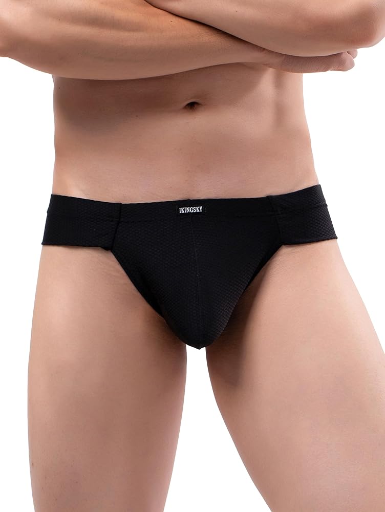 IKINGSKY Men's Cheeky Thongs Low Rise Stretch Mini Cheek Underwear Sexy Bulge Under Panties for Men