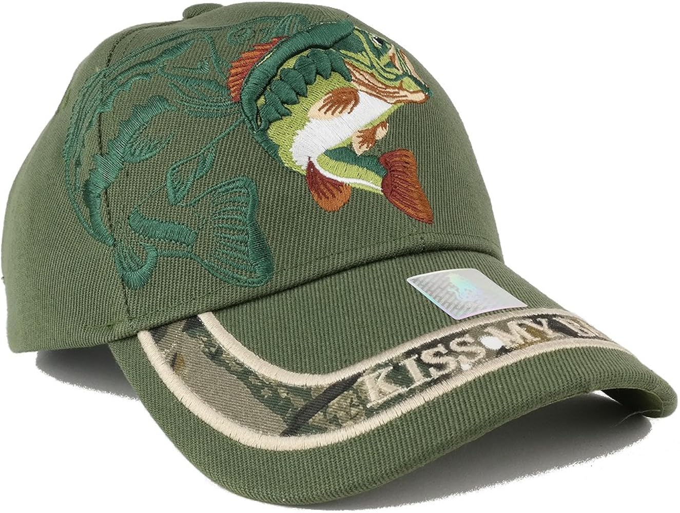 Trendy Apparel Shop Kiss My Bass Fish Embroidered Adjustable Baseball Cap