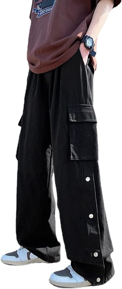 Goth Baggy Cargo Pants with Pockets for Men Women Y2K Straight Leg Joggers Casual Streetwear Loose Pants