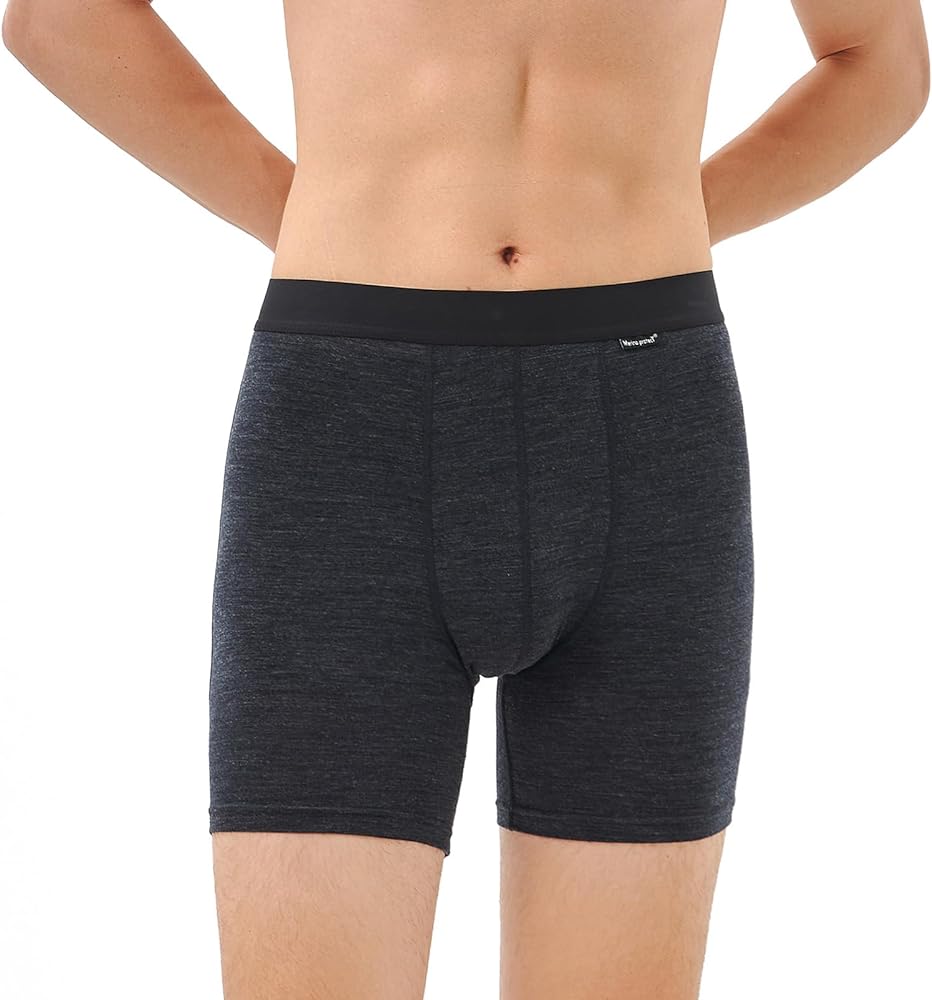 Merino Protect Merino Wool Underwear Men Odor Resistant Boxer Briefs Moisture Wicking Shorts for Long Hiking Flights