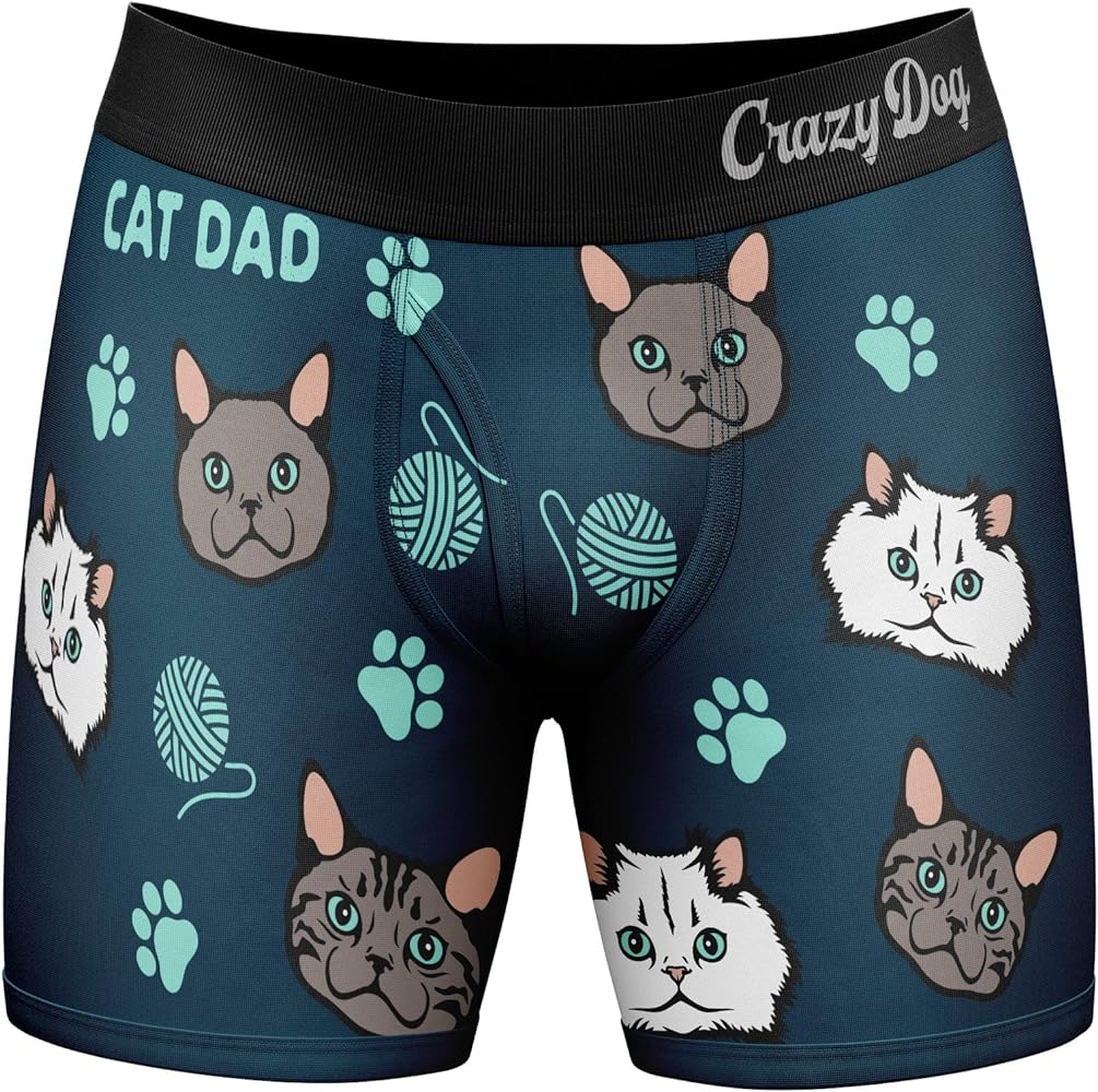 Mens Animal Boxers Funny Cat Dog Fish and More Novelty Underwear with Animals Funny Animal Underwear