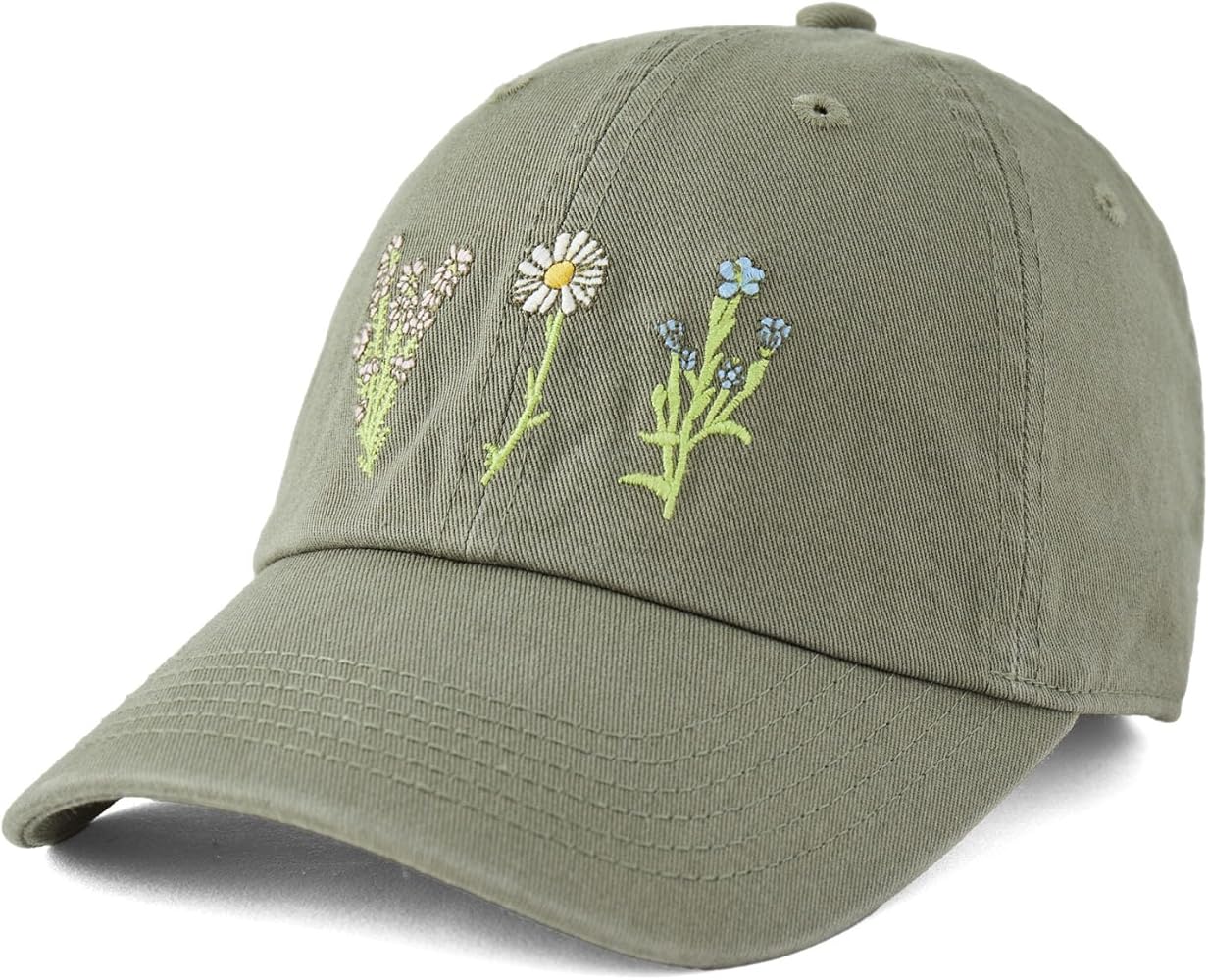 Life is Good. Detailed Wildflowers Chill Cap, Moss Green