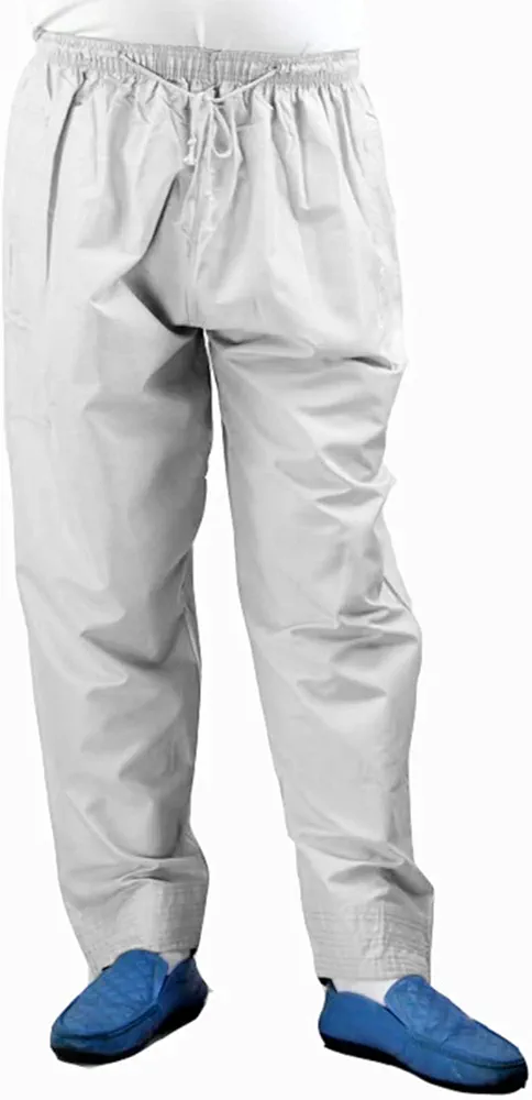 GLOGLOW Men's Elastic Pants, Men Muslim Pants Polyester Cotton Loose with Waist Elastic Band Afghan Trousers Clothes (XXL) White