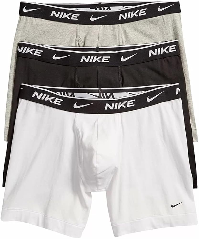 Nike Men`s Everyday Cotton Stretch Boxer Briefs 3 Pack (Large, Black(KE1107-900)/G_W)