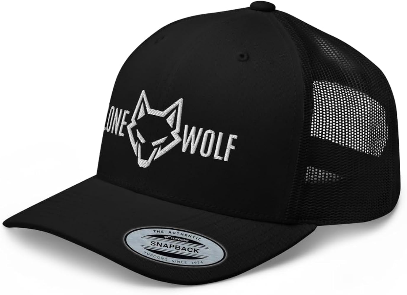 Lone Wolf Premium Trucker Hat Curved Bill Mid Crown Adjustable Cap