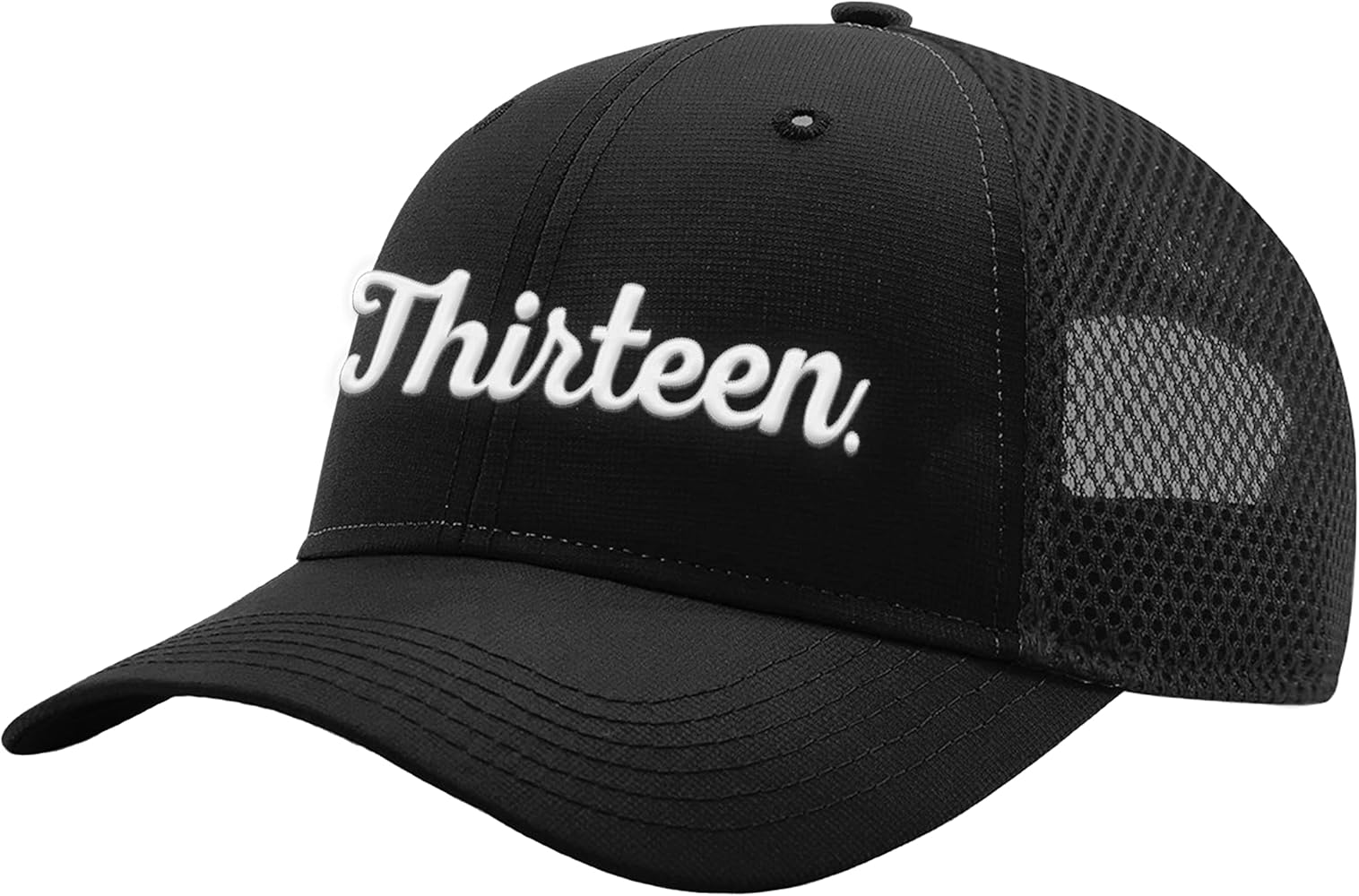 13 Fishing Men's One Size Classic Curved Brim Flex Fit Ballcap-HCB10, Black/White