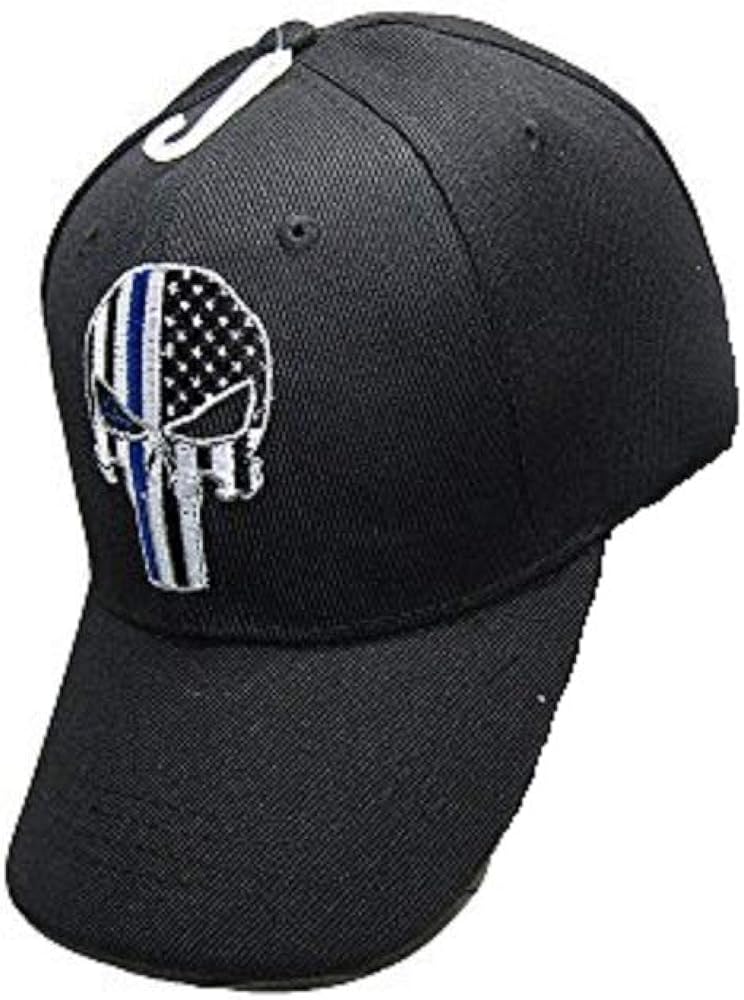 AES Thin Blue Line Demon Ball Cap Hat Police Officer Law Enforcement USA Flag