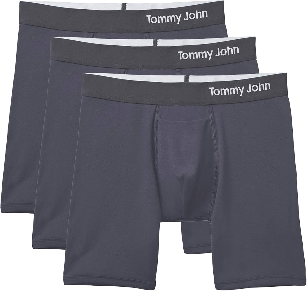 Tommy John Men's Underwear, Mid Length Boxer Brief, Cool Cotton Fabric with 6" Inseam