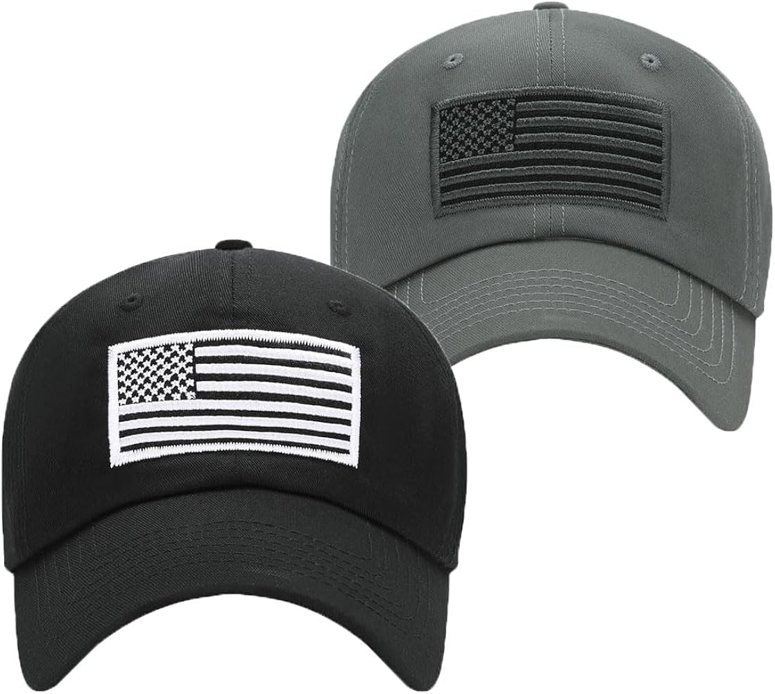 2Pack American Flag Hats for Men Women Low Profile USA Baseball Cap Outdoor Dad Hat