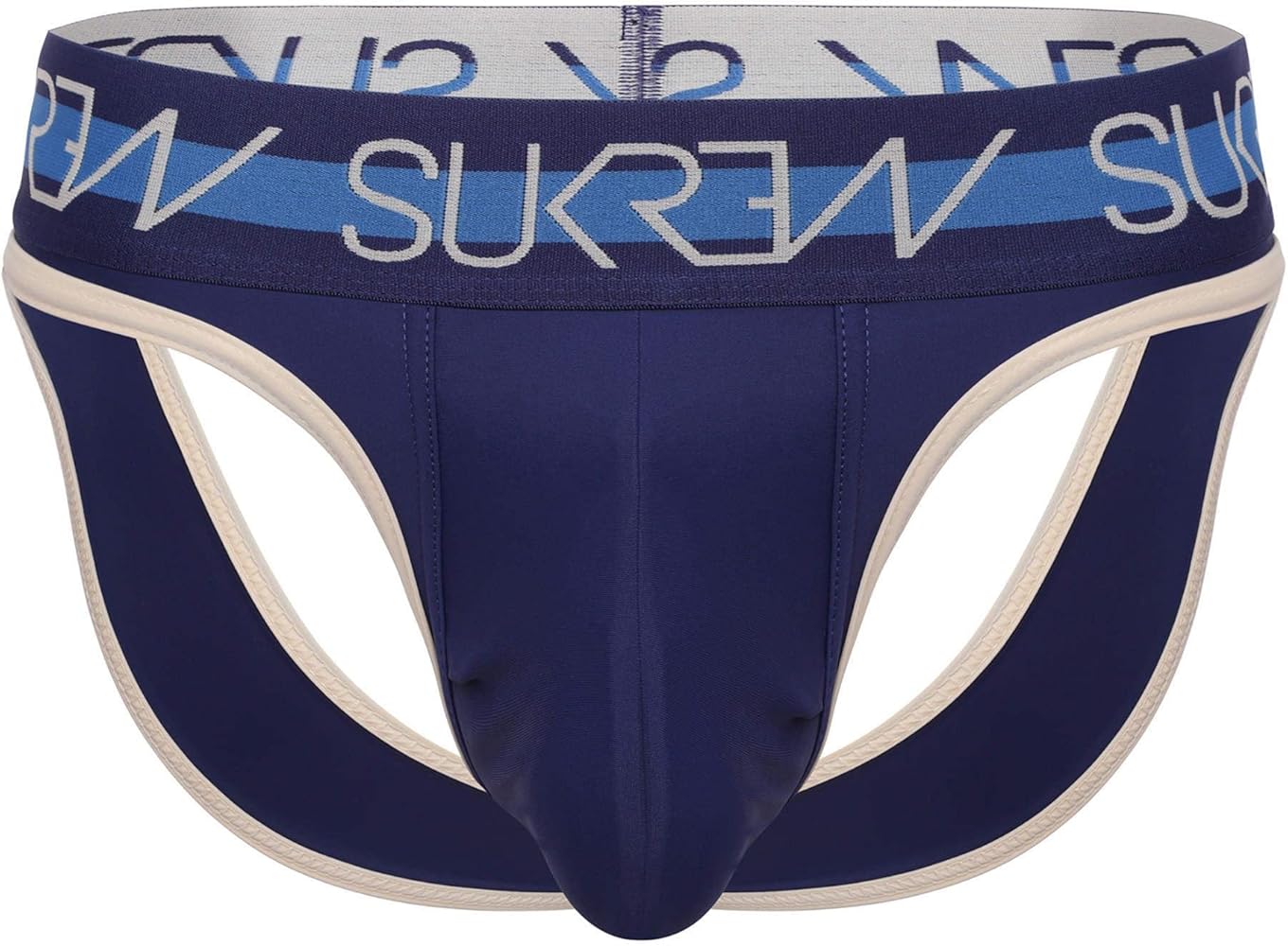 Mens Underwear - Men's Thong String - V-Thong Navy/Cream - Navy 1x