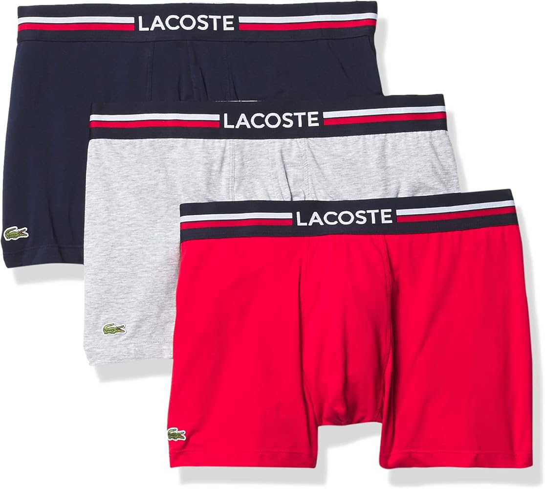 Lacoste Men's Iconic Lifestyle 3 Pack Cotton Stretch Trunks