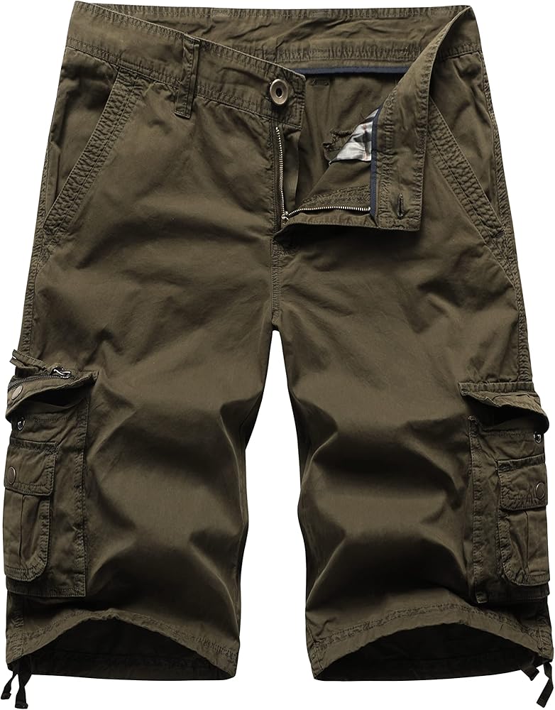 Mens Cargo Shorts Multi Pockets Twill Cotton Relaxed Fit Outdoor Camo Cargo Short for men