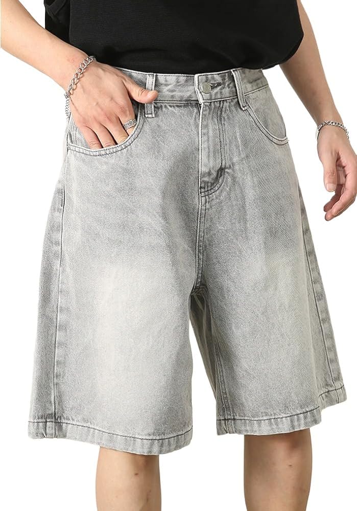 Baggy Jean Shorts for Men Loose Fit Jorts Summer Casual Wide Leg Denim Shorts Y2K