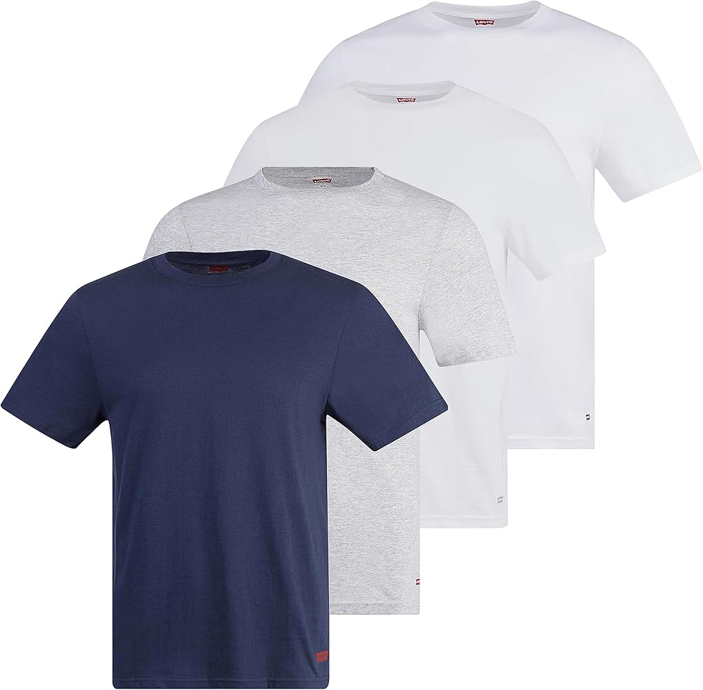 Levi's Mens Undershirts 4 Pack Mens Lightweight T Shirt Crew Neck Undershirt, 100% Cotton