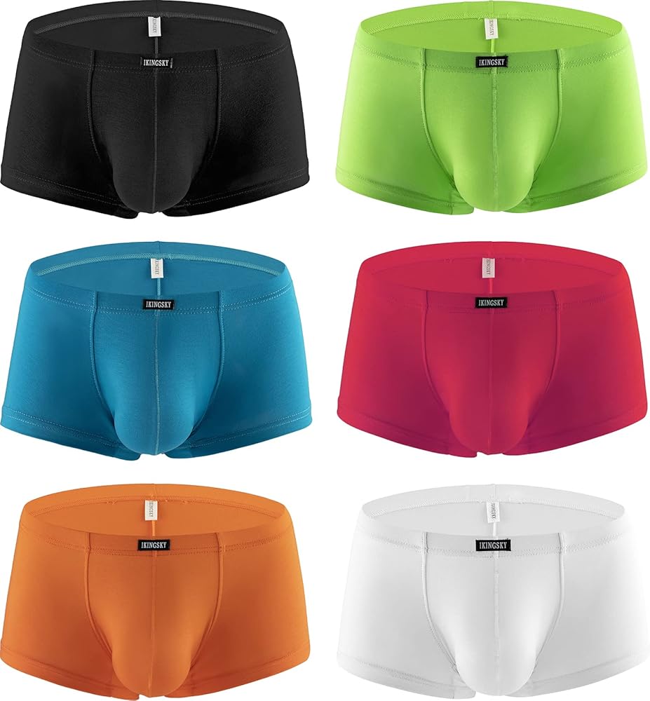 IKINGSKY Men's Modal Bulge Boxer Briefs Sexy Pouch Shorts Stretch Low Rise Under Panties for Men