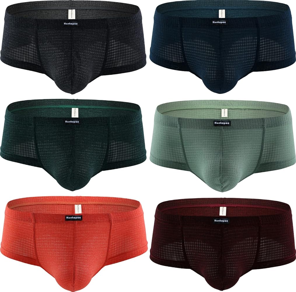 Men's Sexy Hipster Cheeky Thong Multi Colored Underwear Mini Cheek Pouch Boxer Briefs