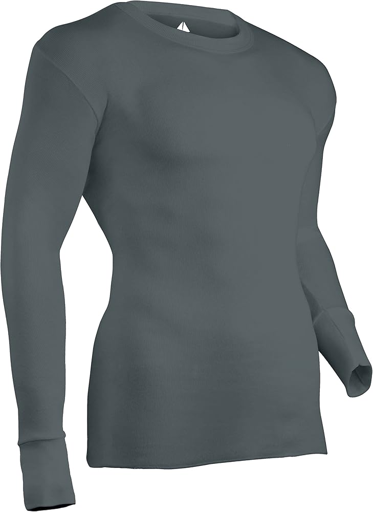 Indera Men's Cotton Rib Knit Thermal Underwear Top with Trans Dry, Smoke, 4X