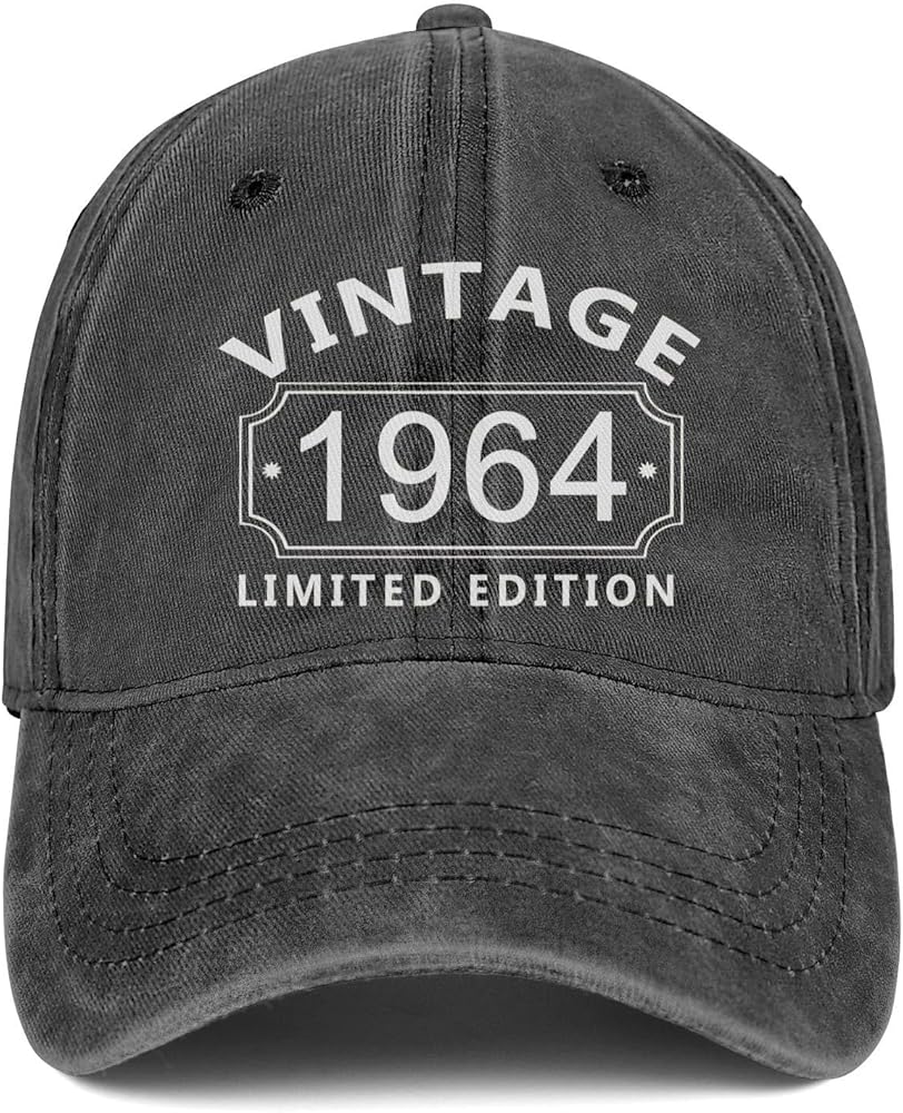 60th Birthday Gifts for Him Her - 1964 Men Women Vintage Hats 60 Year Old Embroidered Baseball Cap