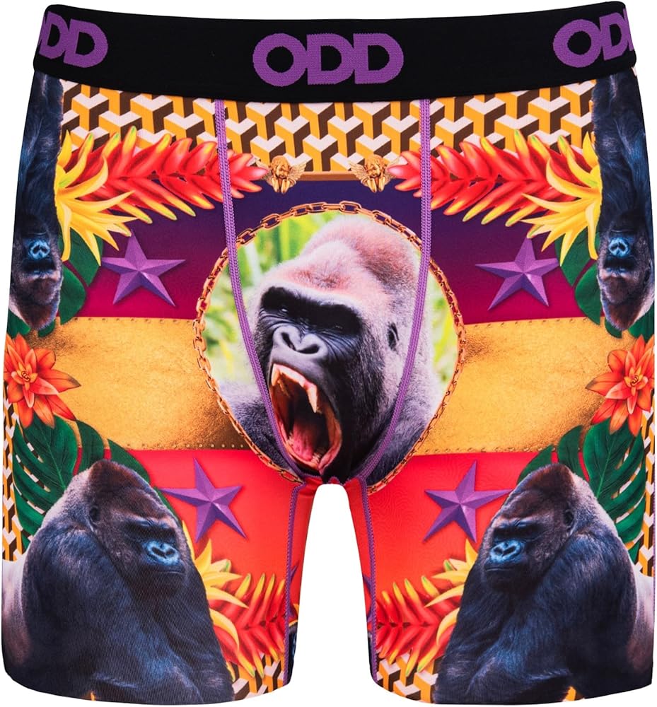 Odd Sox Men's Novelty Underwear Boxer Briefs, Gorillas High Fashion