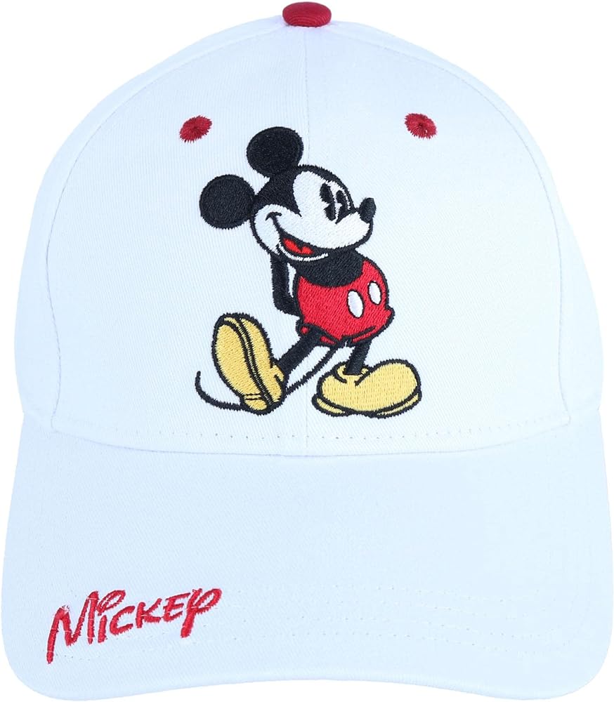 Jerry Leigh Disney Adult's Classic Mickey Mouse Baseball Cap Hat, White, One Size