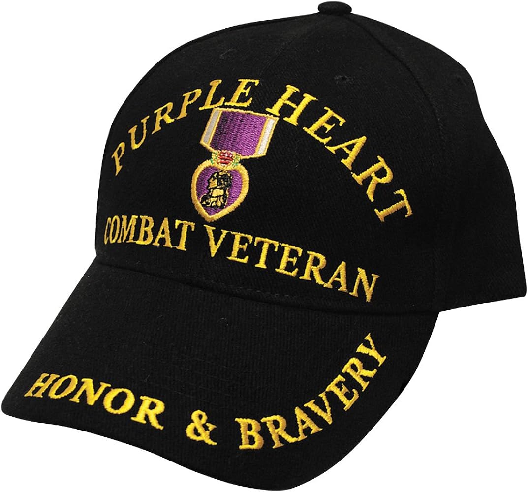 Purple Heart Combat Veteran Embroidered Cap