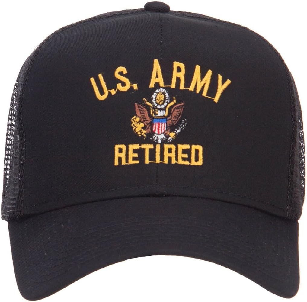 e4Hats.com US Army Retired Military Embroidered Mesh Cap