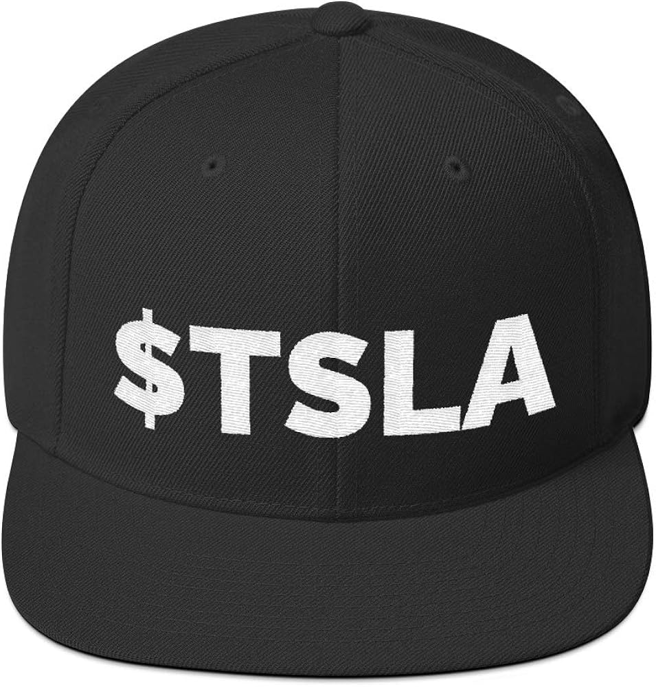 Tesla Stock Hat $TSLA (Embroidered Flat Bill Cap) Investors in TSLA Shares