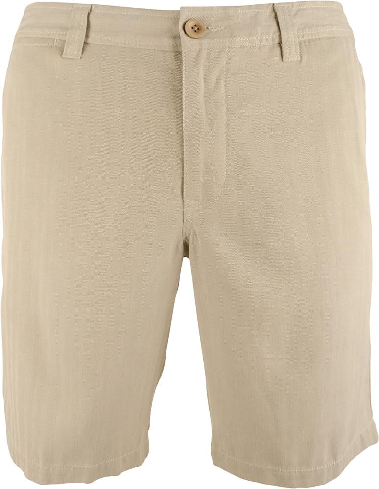 Tommy Bahama Men's Havana Herringbone Silk Blend Chino Shorts (Khaki Sand, 32)