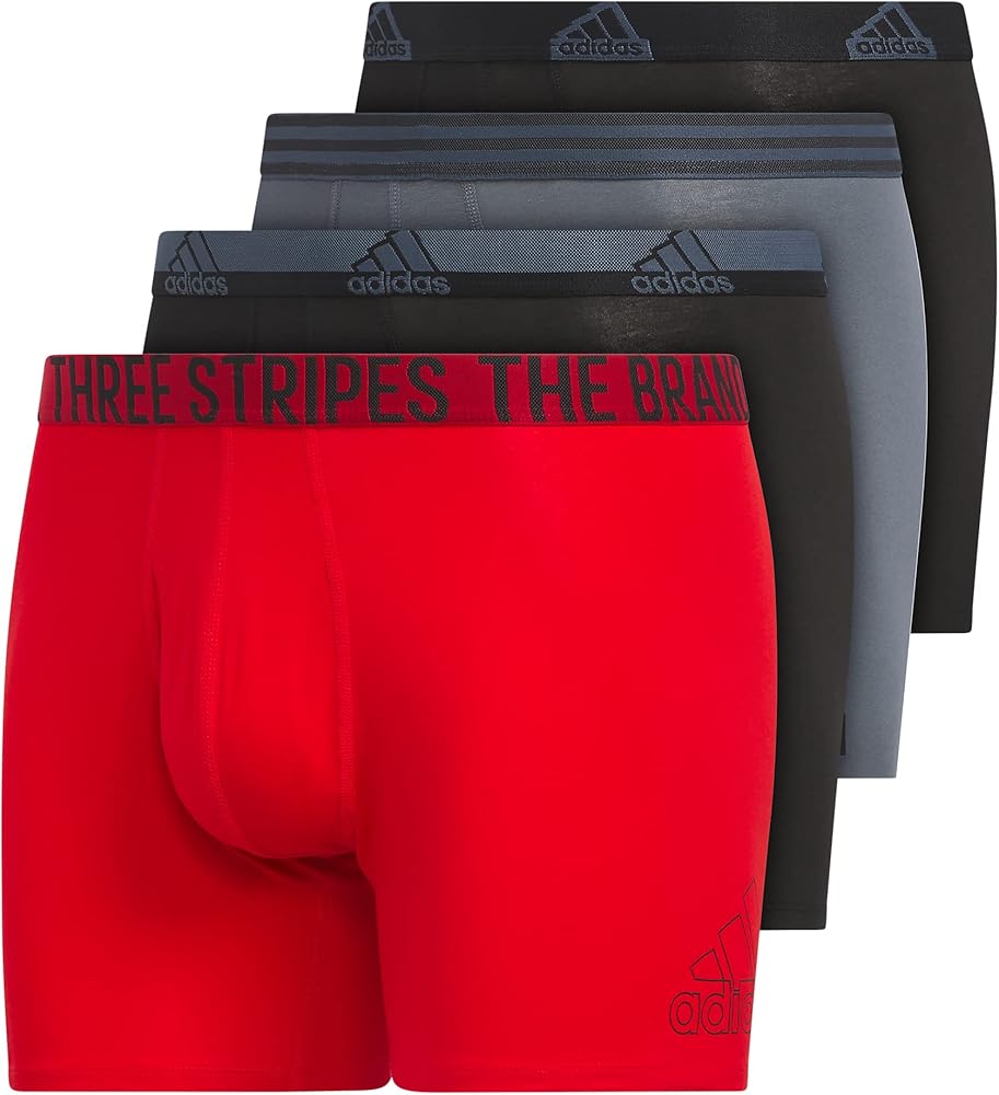 adidas Men's Stretch Cotton Boxer Brief Underwear (4-Pack)