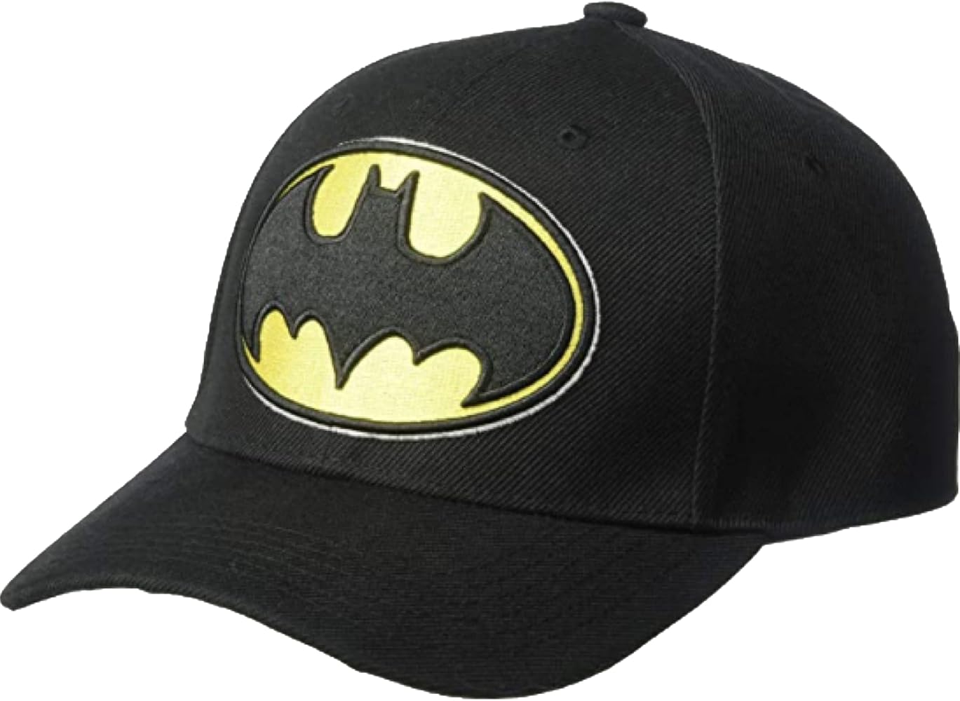 DC Comics Batman Baseball Hat, Embroidered Logo Adjustable Cap with Curved Brim, Black, One Size