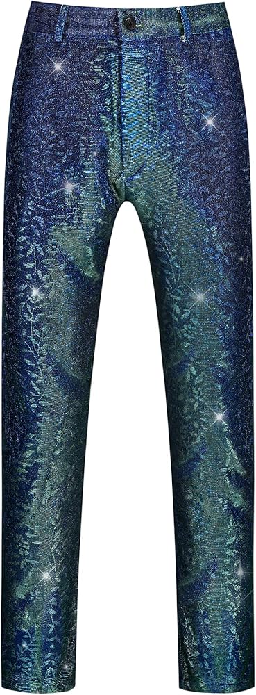 Lars Amadeus Glitter Pants for Men's Disco Party Dance Sparkle Shiny Slacks Trouser