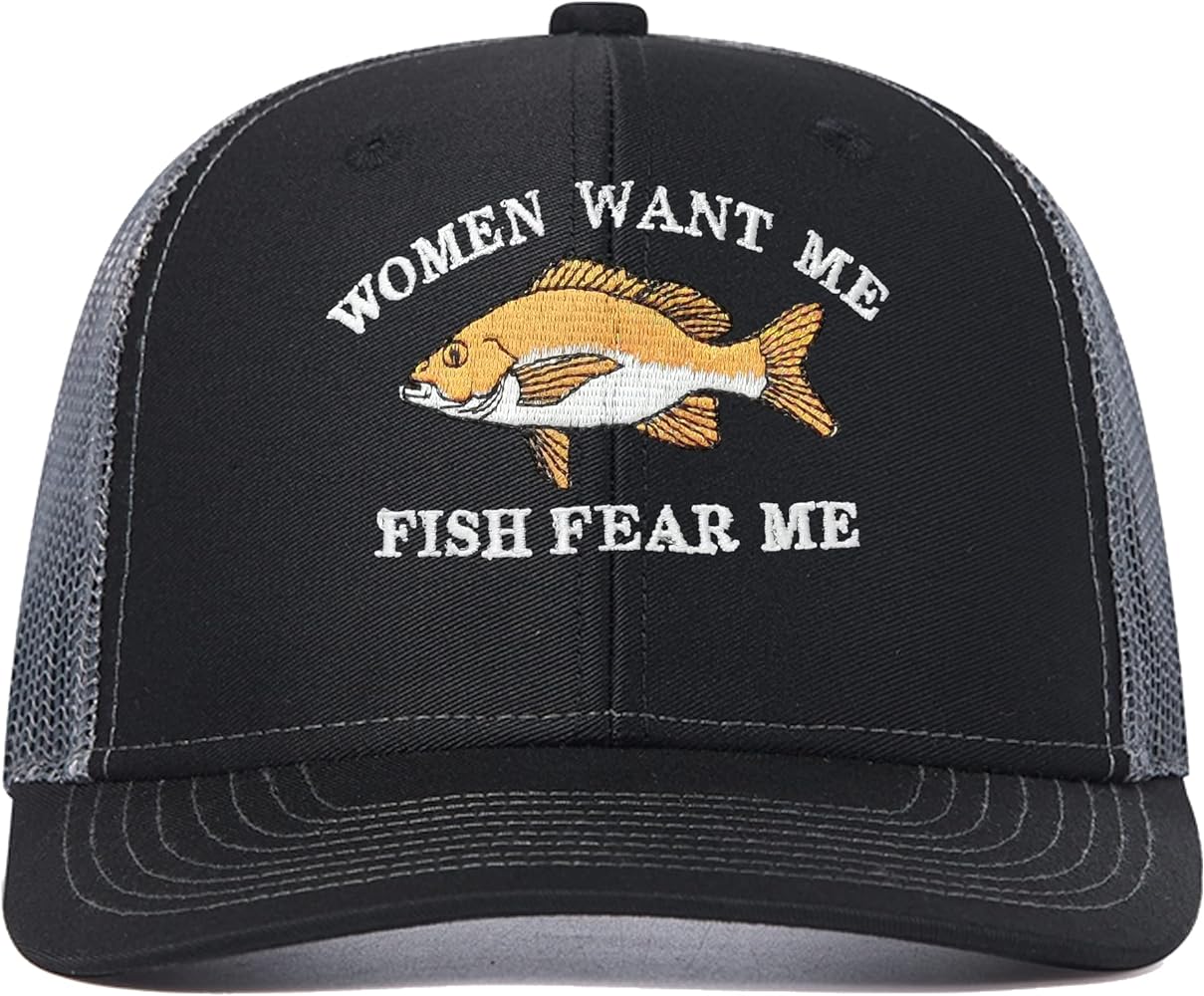 Women Want Me Fish Fear Me Embroidered Baseball Caps