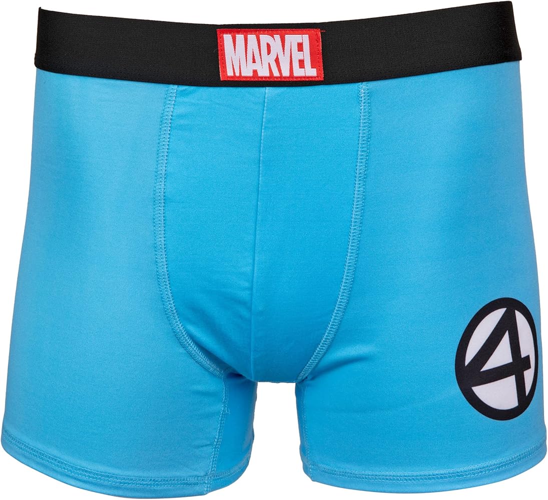 Men's Marvel Fantastic Four Classic Logo Boxer Briefs (Medium (32-34)) Blue