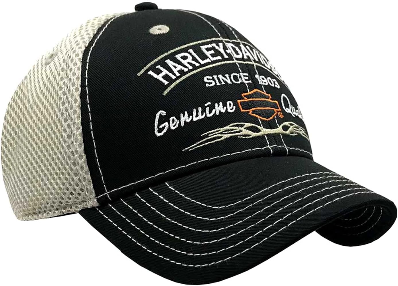 Harley-Davidson Men's Tribal Snapback Curved Brim Colorblocked Mesh Trucker Cap Black