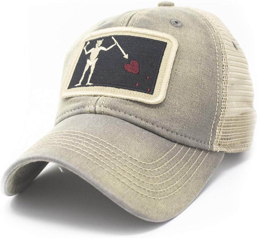 Blackbeard Pirate Flag Trucker Hat, Drifter Gray