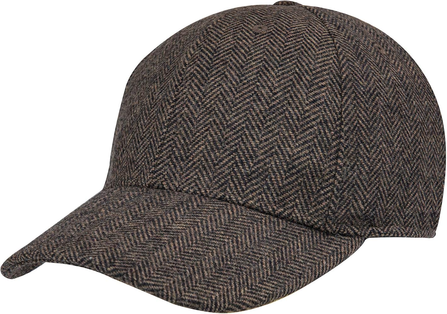 Men's Herringbone Tweed Baseball Cap Wool Blend Fitted Hat