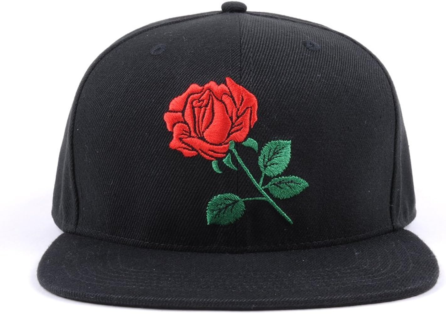 Rose Flat Bill Snapback Hats Embroidered Women Men Adjustable Baseball Caps