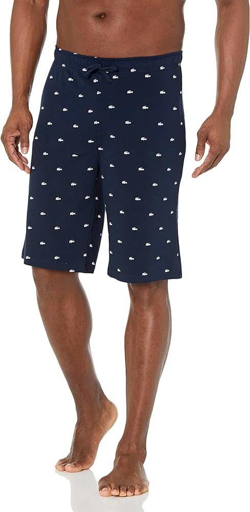 Lacoste Mens Crocodile Print Cotton Jersey Pajama Shorts