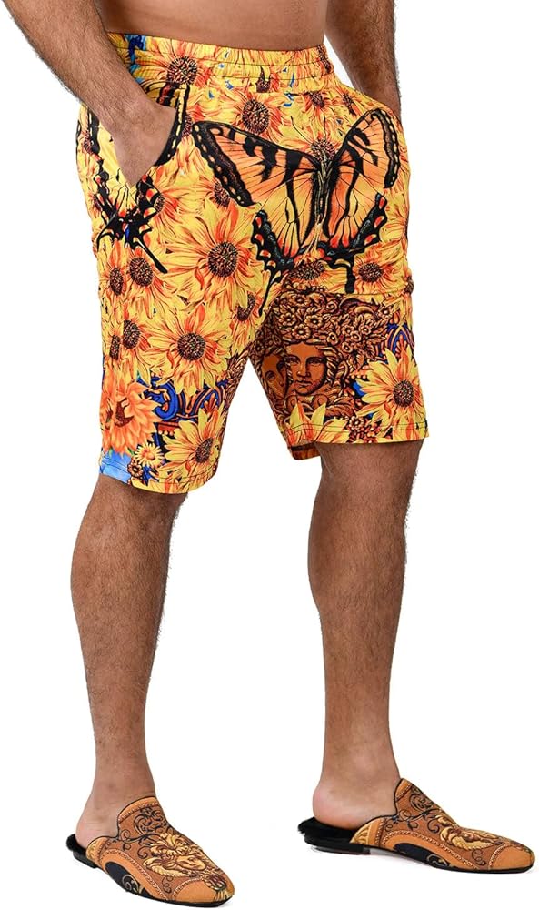 Barabas Men's Printed Floral Sunflower Medusa Shorts BSP9001