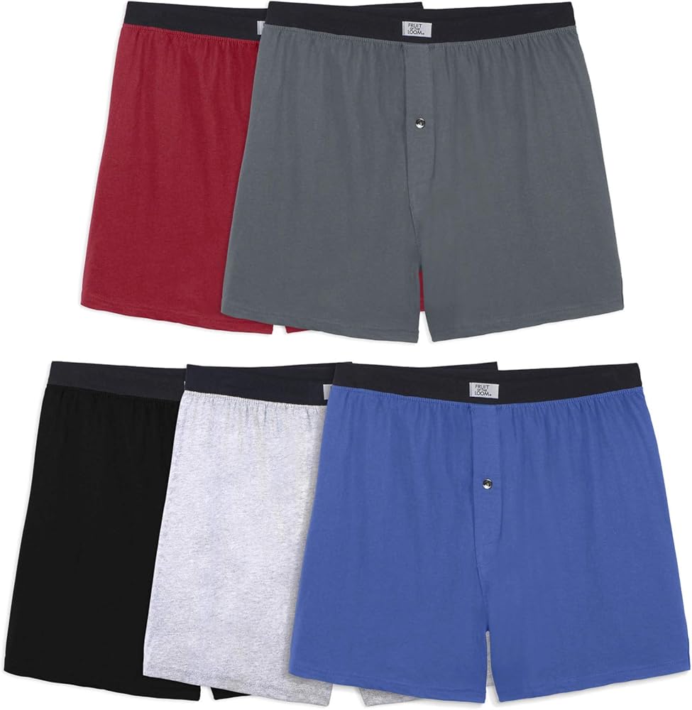 Fruit Of The Loom Mens Knit Boxers 5 Pack, S, Assorted