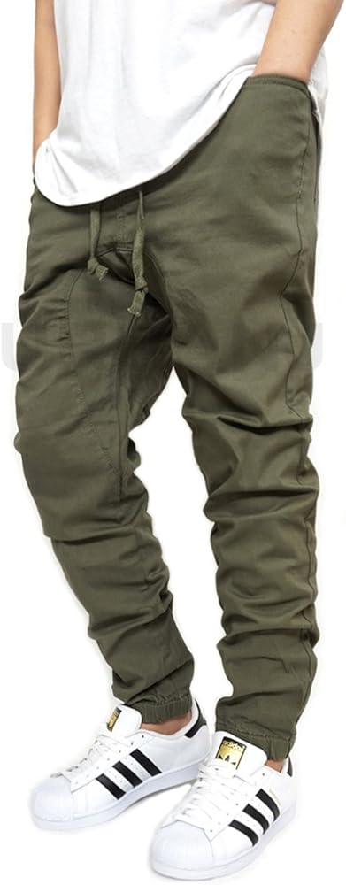 Victorious Men's Black Twill Drop Crotch Jogger Pants