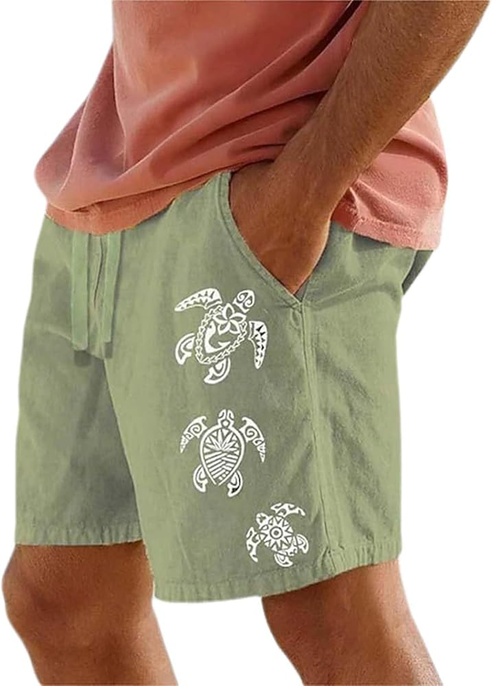 Mens Big and Tall Shorts Sports Shorts Beach Shorts Casual Cotton Linen Shorts Loose Fit Plus Size Shorts Men Linen