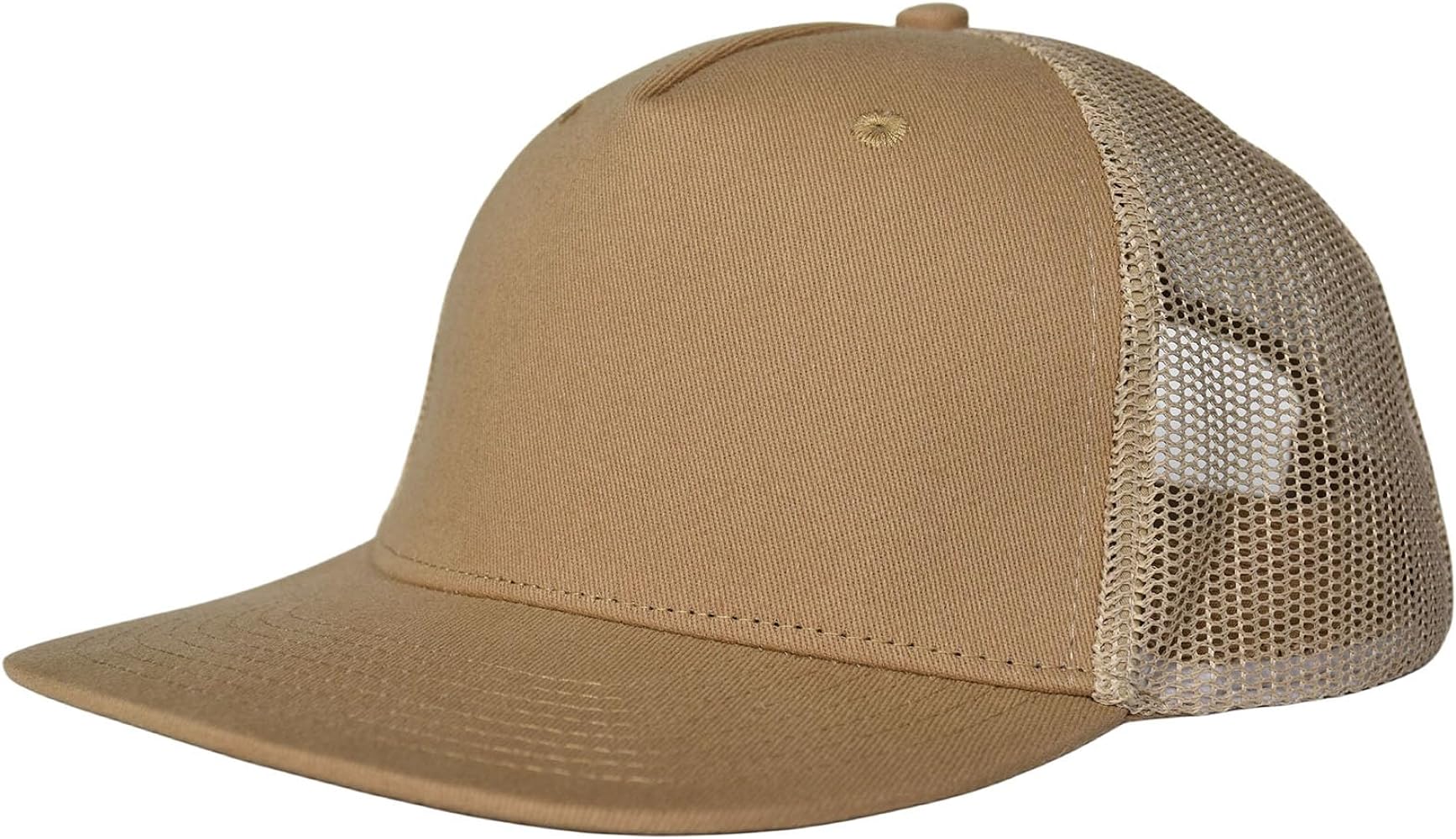 M-L, XL-XXL 5-Panel Mesh Back Trucker Flat Brim Hat