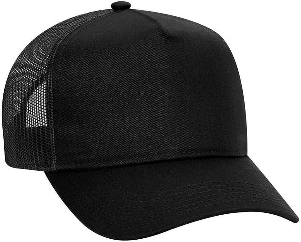 Cotton Blend Twill 5 Panel Pro Style Mid Profile Mesh Back Trucker Hat