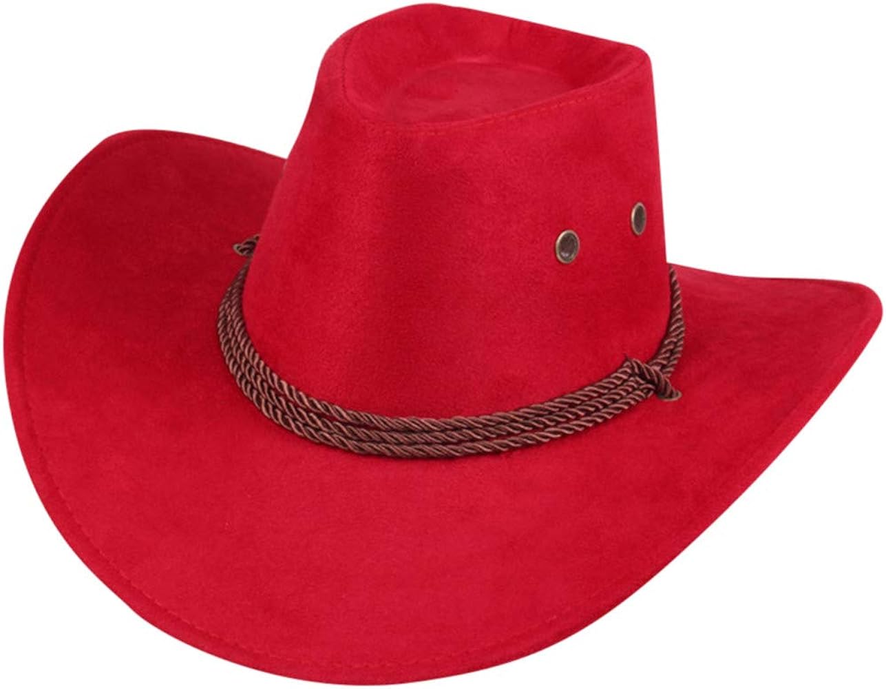 Mens Western Cowboy Hat Outdoor Wide Brim Hat with Strap Fashion Cowboy Cowgirl Fedora Hat Summer Outback