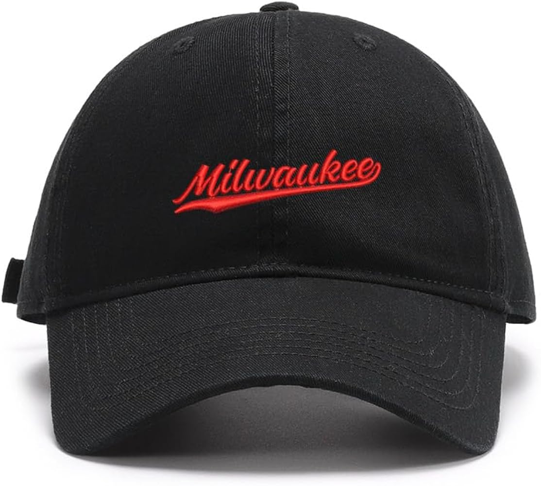 Men's Baseball Caps Embroidered Milwaukee City - WI Washed Cotton Vintage Caps