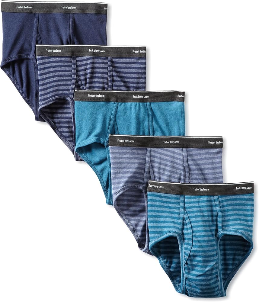 Fruit of the Loom Men's Stripe Solid Brief(Pack of 5)