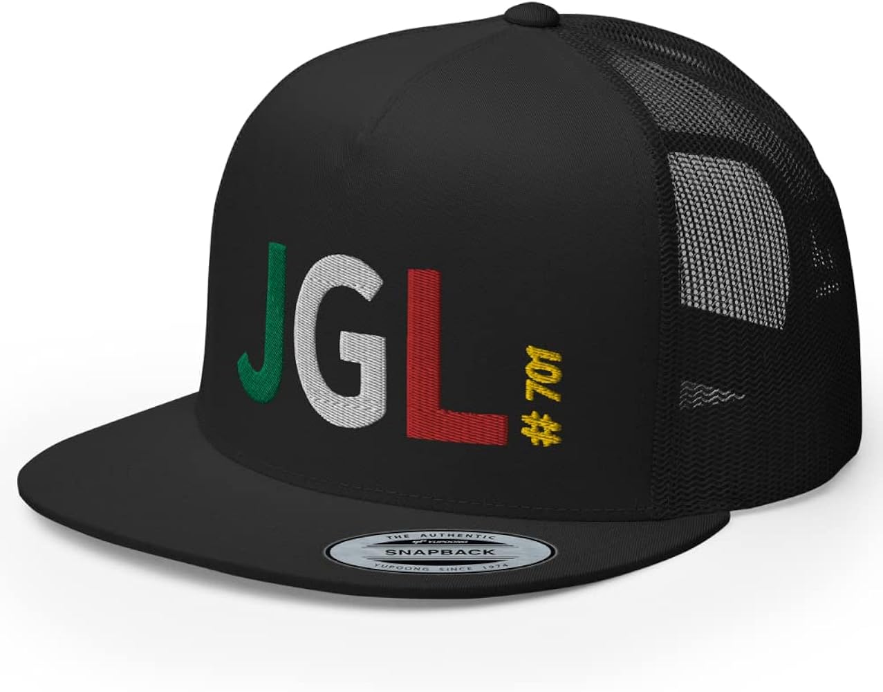 JGL Flat Bill Embroidered Trucker Hat El Chapo Guzman Cap High Crown Chapito 701 High Crown Adjustable | Gorra JGL